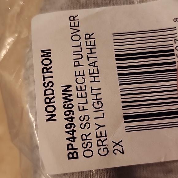 NWT Short Sleeve Fleece Pullover Cutoff Sweatshirt 2X Grey Light Heather - Picture 2 of 2